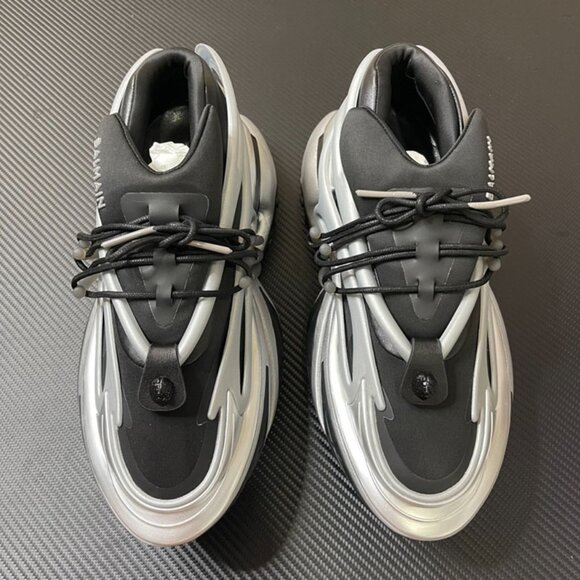 Balmain Unicorn Leather Low-Top Black And White Loafers - Picture 7 of 9